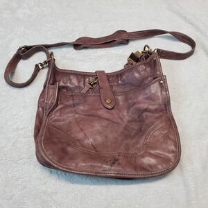 Frye Brown Leather Marled Classic Cottagecore Campus Handbag Shoulder Bag Purse